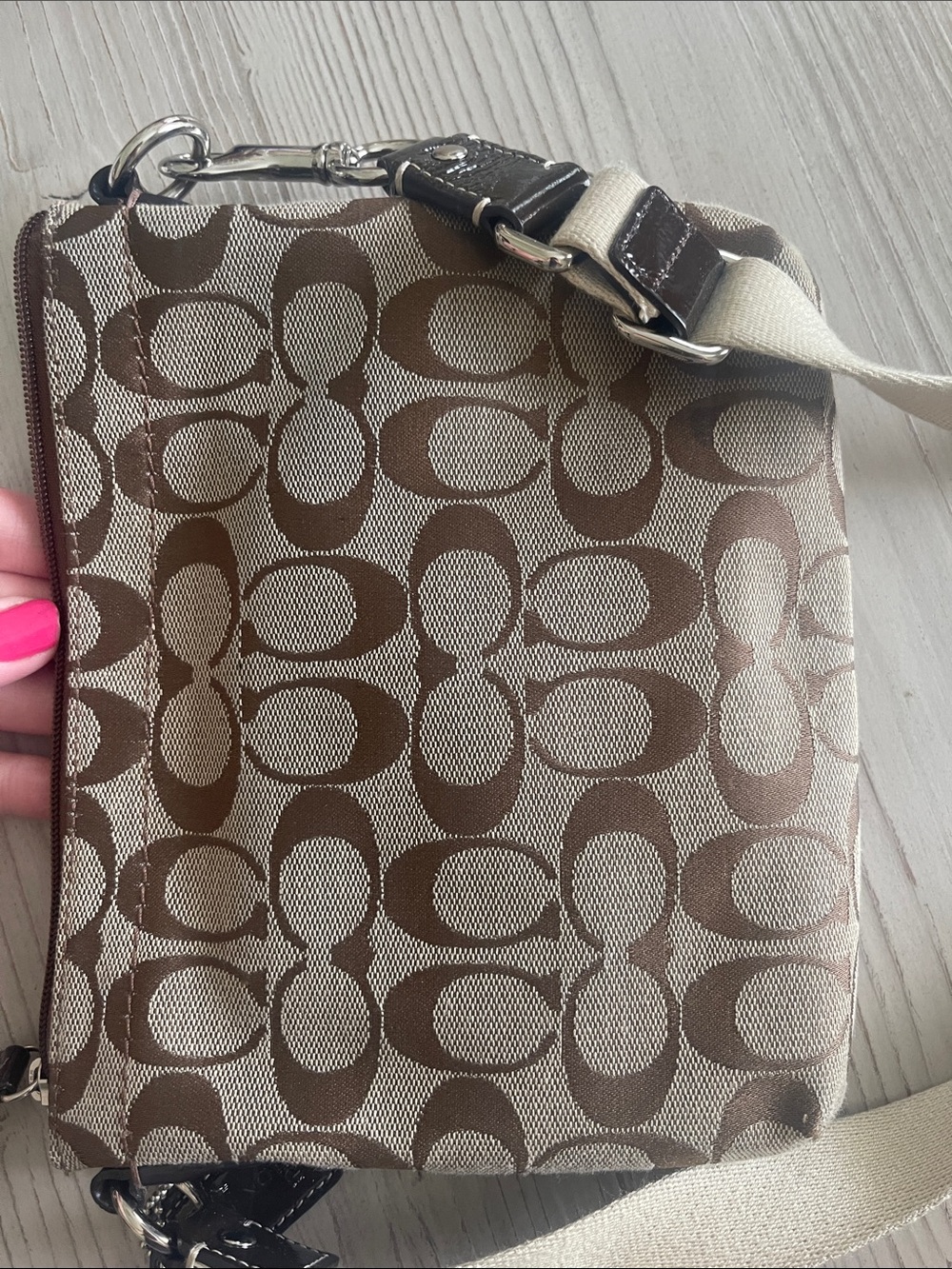 Canvas Crossbody Bag in Tan - Picture 2 of 7